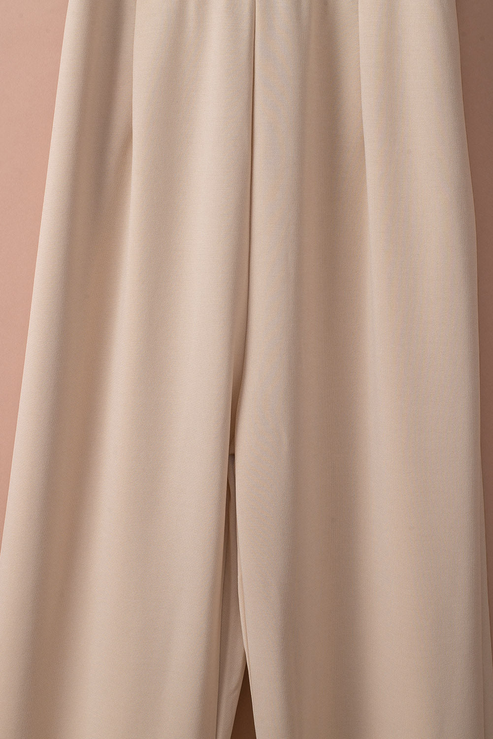 Apricot Braselet Sleeve Waist Tie Wide Leg Jumpsuit