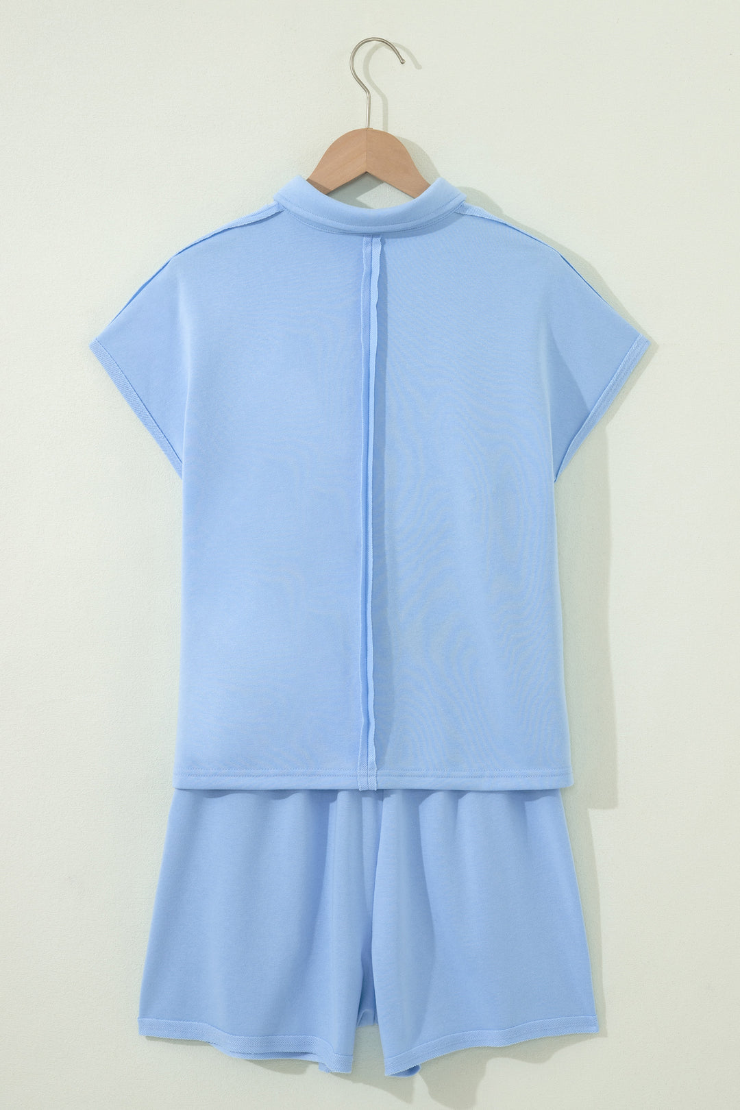 Banana Cream Loose Polo Tee Elastic Waist 2pcs Short Set