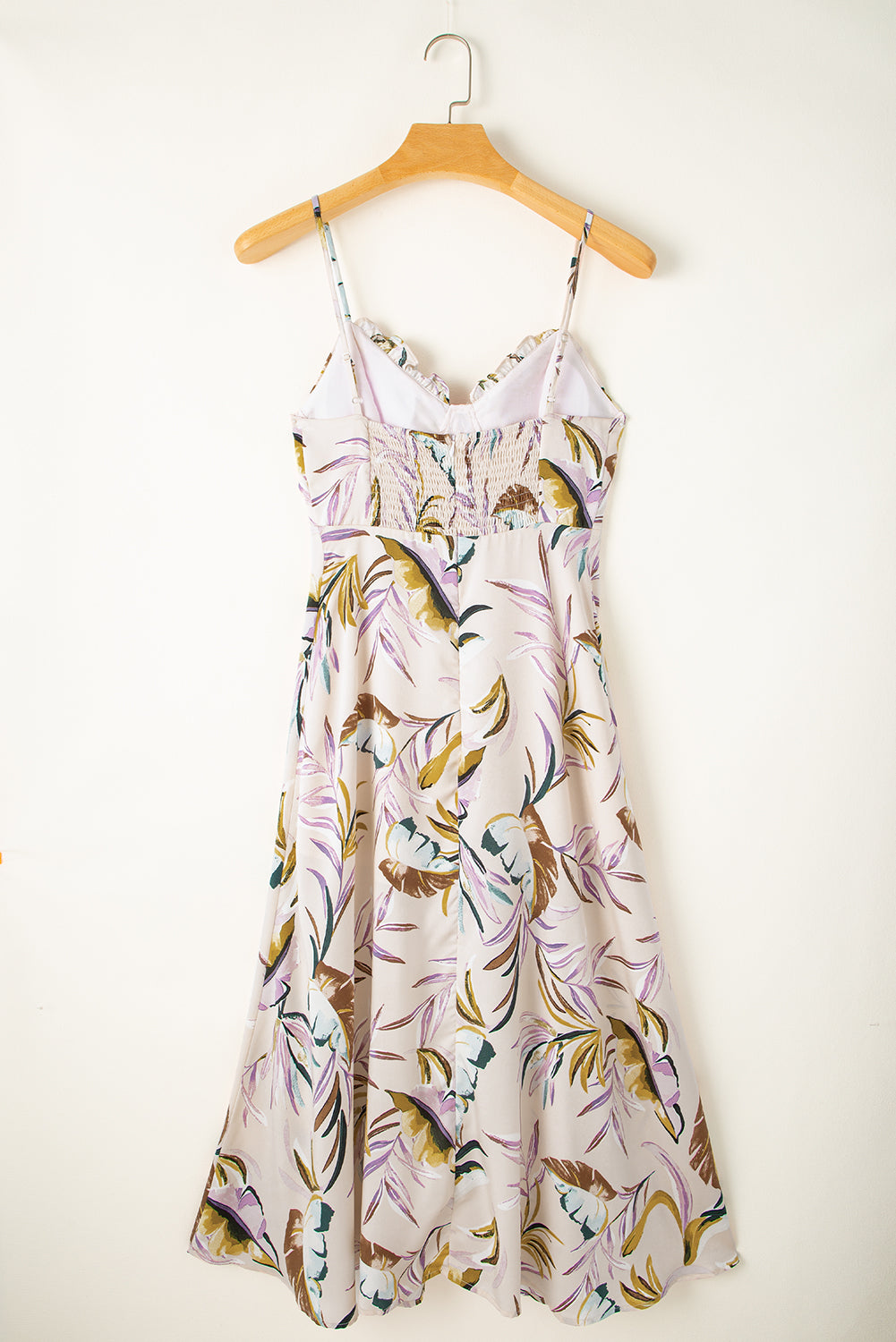 Apricot Tropical Print Spaghetti Straps Cupped Dress | Women