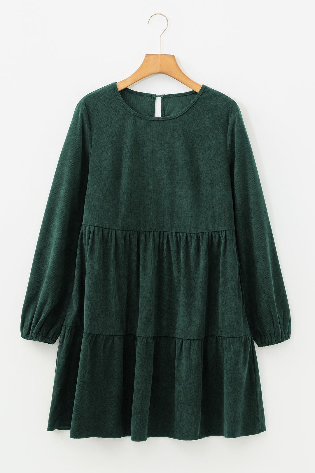 Dark Brown Lantern Sleeve Tiered Mini Dress