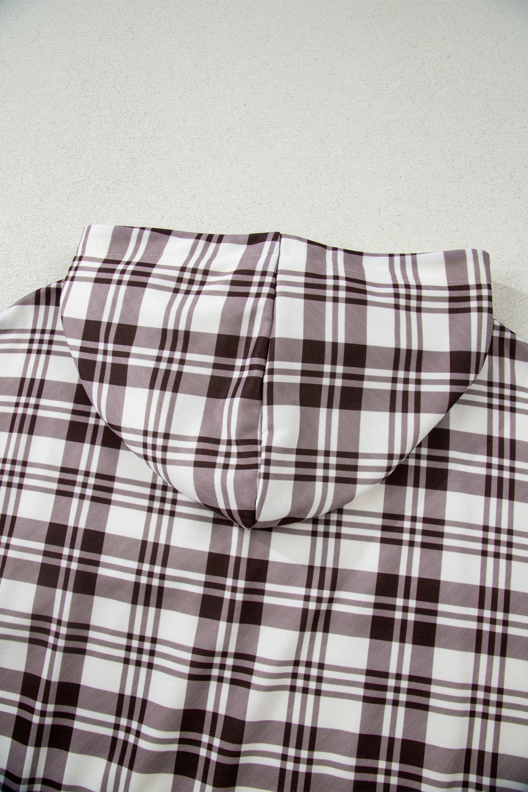 Beige Plaid Patchwork Side Slit Sweatshirt