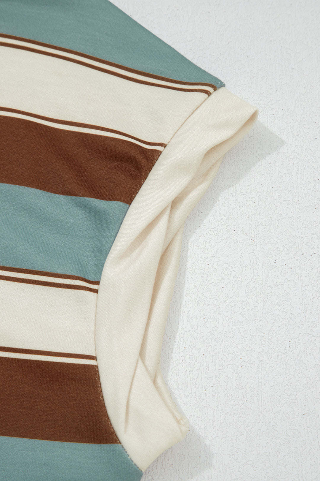 White Stripe Button Polo Collar Tee Drawstring Elastic Waist Patchwork 2pcs Short Set