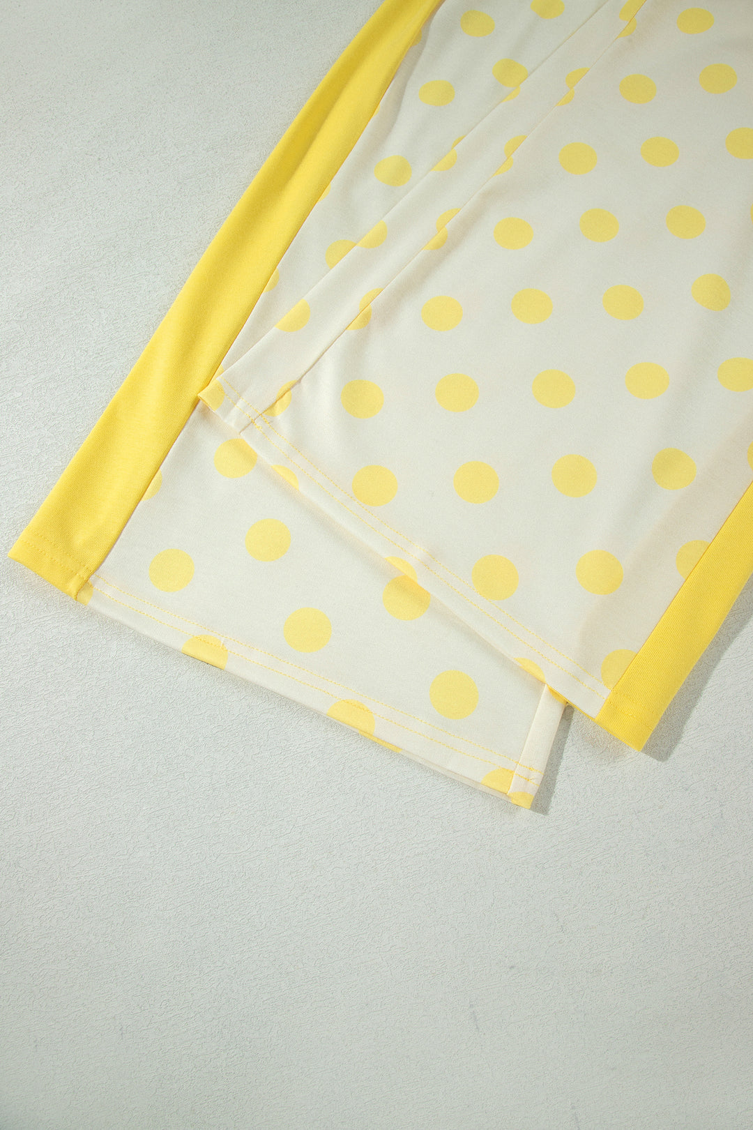 Yellow Color Block Patchwork Polka Dot Wide Leg Pant Set