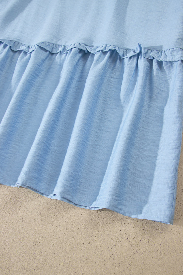 Bonbon Solid Color Ruffle Trim High Waist Sleeveless Maxi Dress