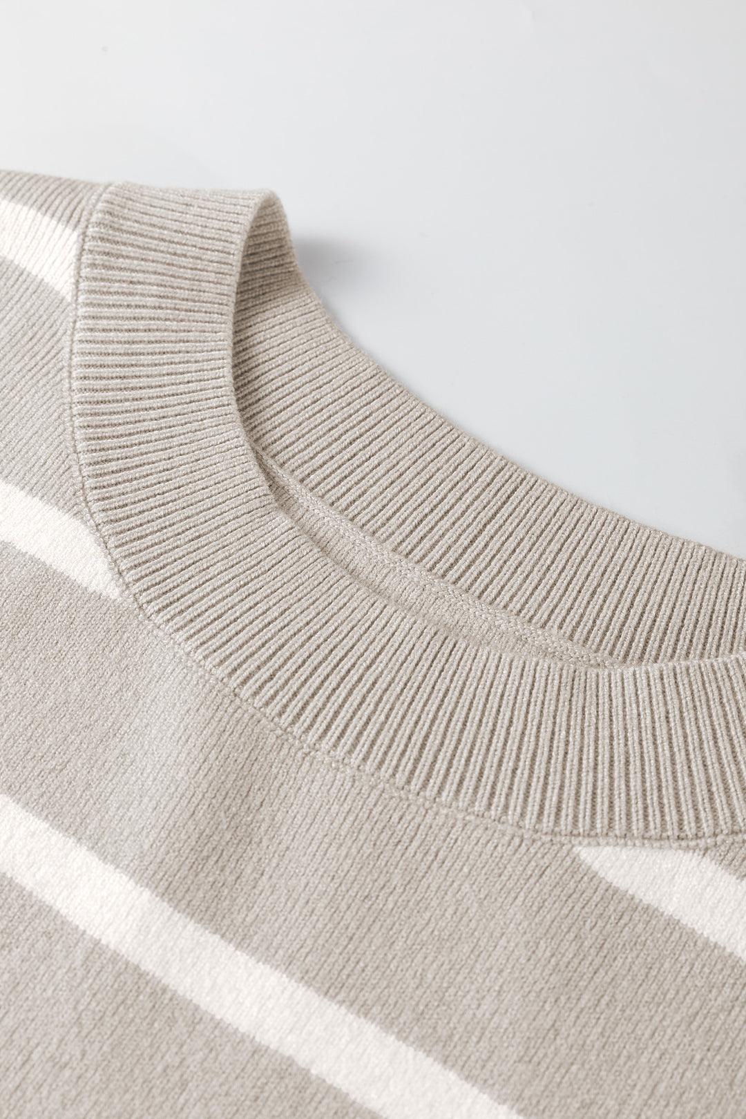 Parchment Side Slits Crewneck Short Sleeve Sweater Tee