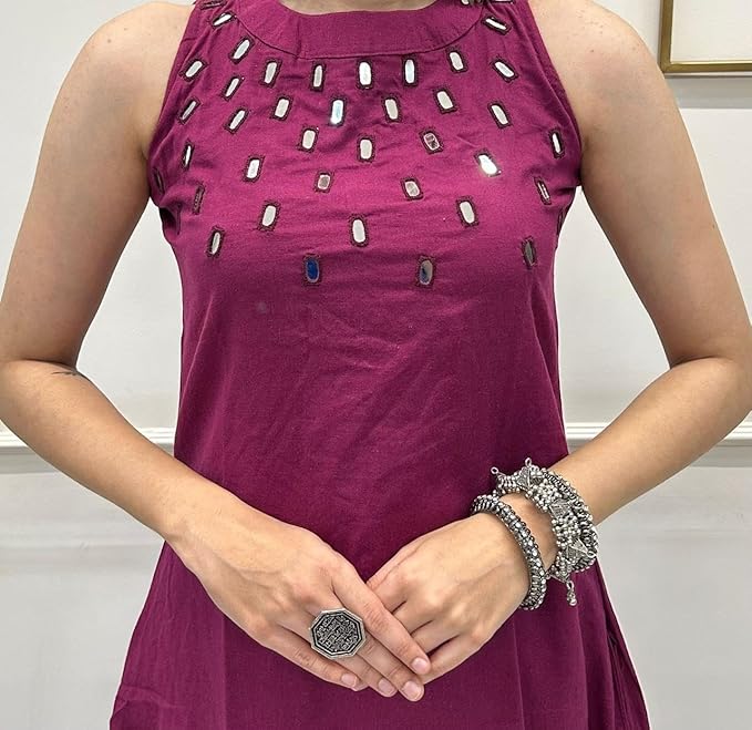 Elegant Magenta Sleeveless Kurta Set with Palazzo Pants