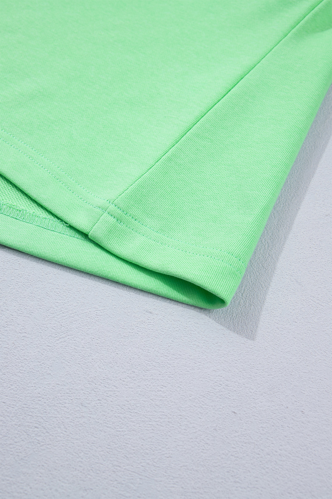 Green Color Block Accent Half Zip Top Athleisure Shorts Set