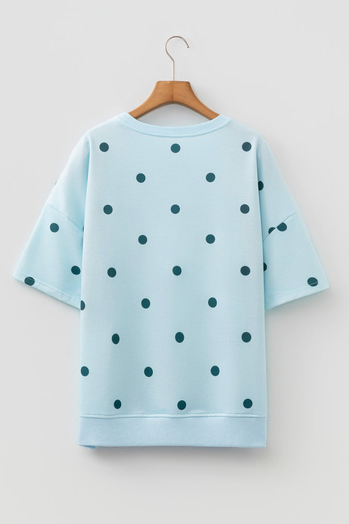 Yellow Polka Dot Print Crossed Seam Detail Oversize Tee