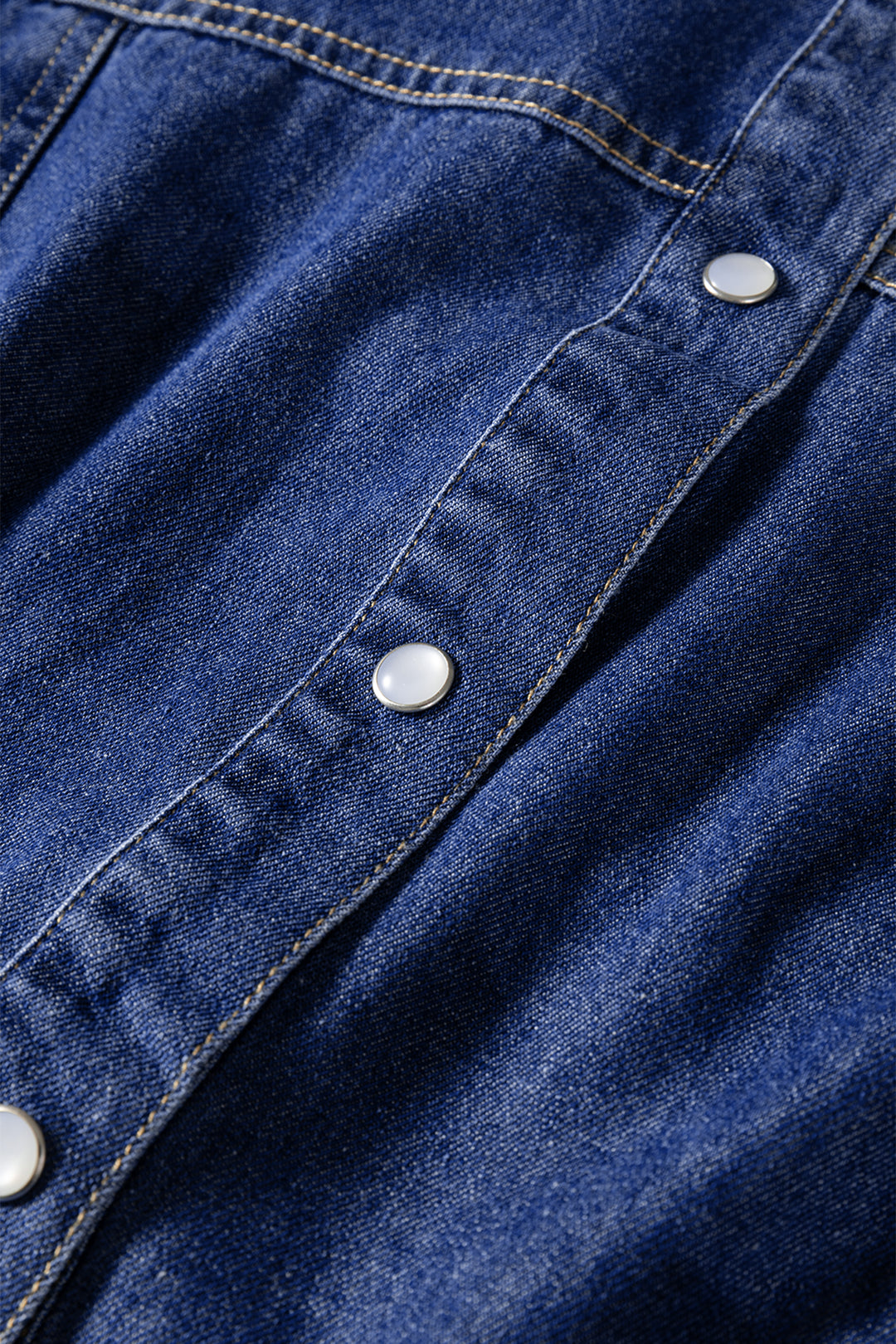 Ashleigh Blue Denim Shirt Collar Long Sleeve Flared Mini Dress