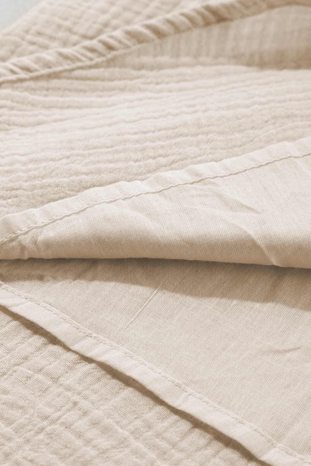 Beige Crinkle Lace Trim Puff Sleeve Shift Cotton Mini Dress