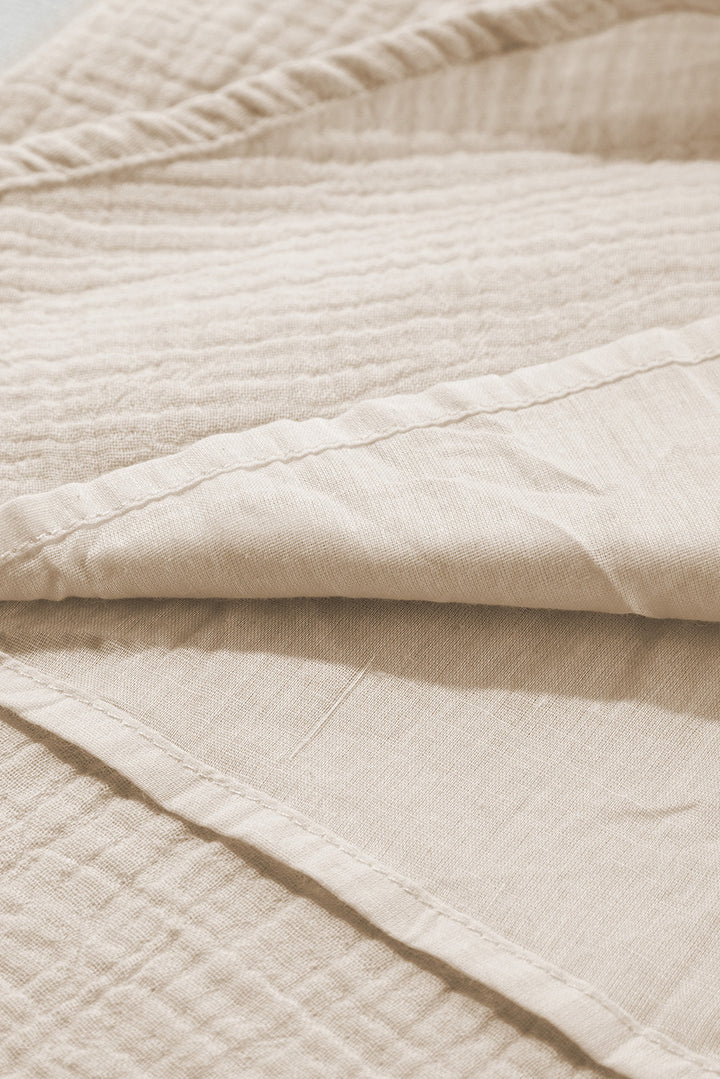 Beige Crinkle Lace Trim Puff Sleeve Shift Cotton Mini Dress