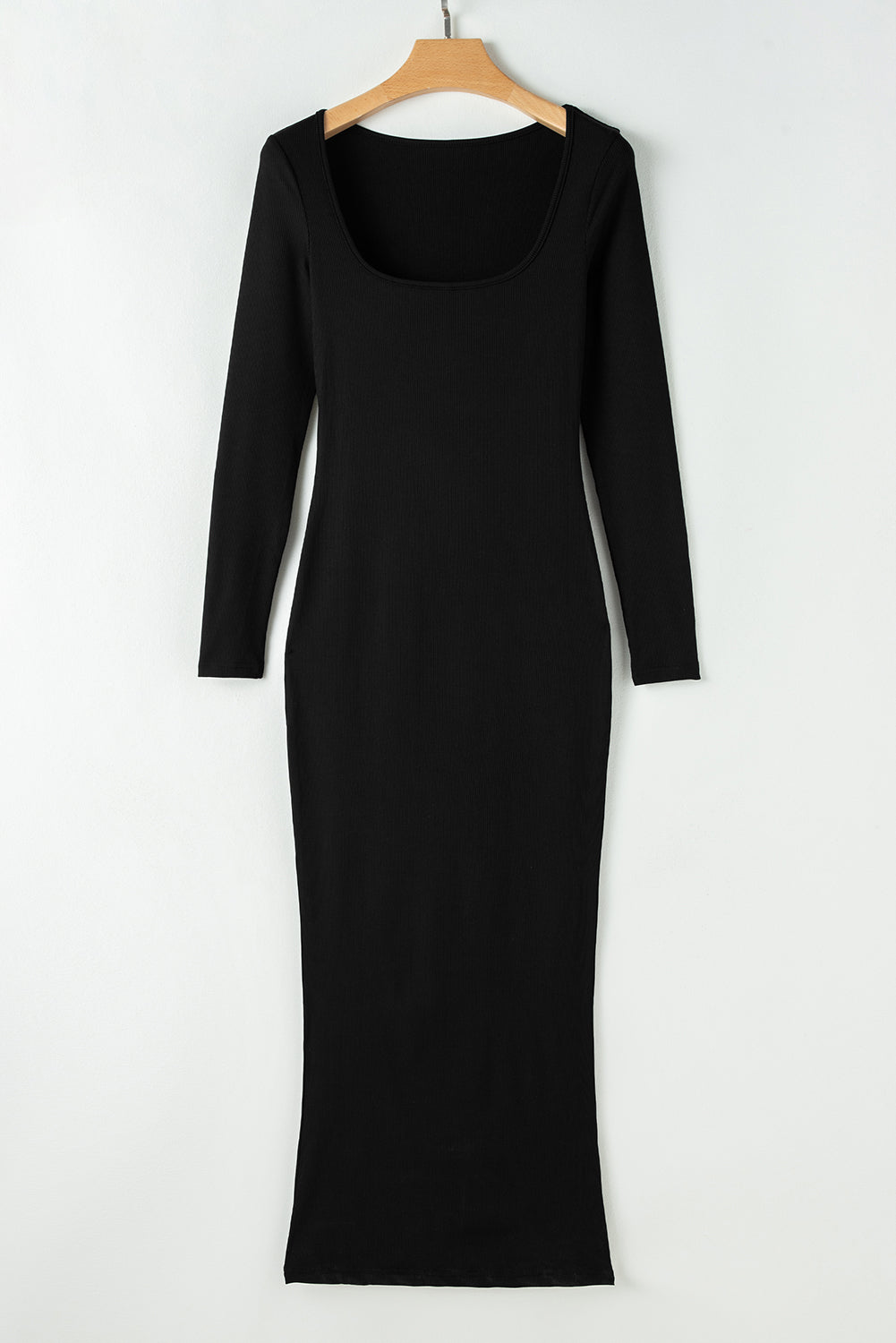 Black Long Sleeve Square Neck Maxi Bodycon Dress | Women