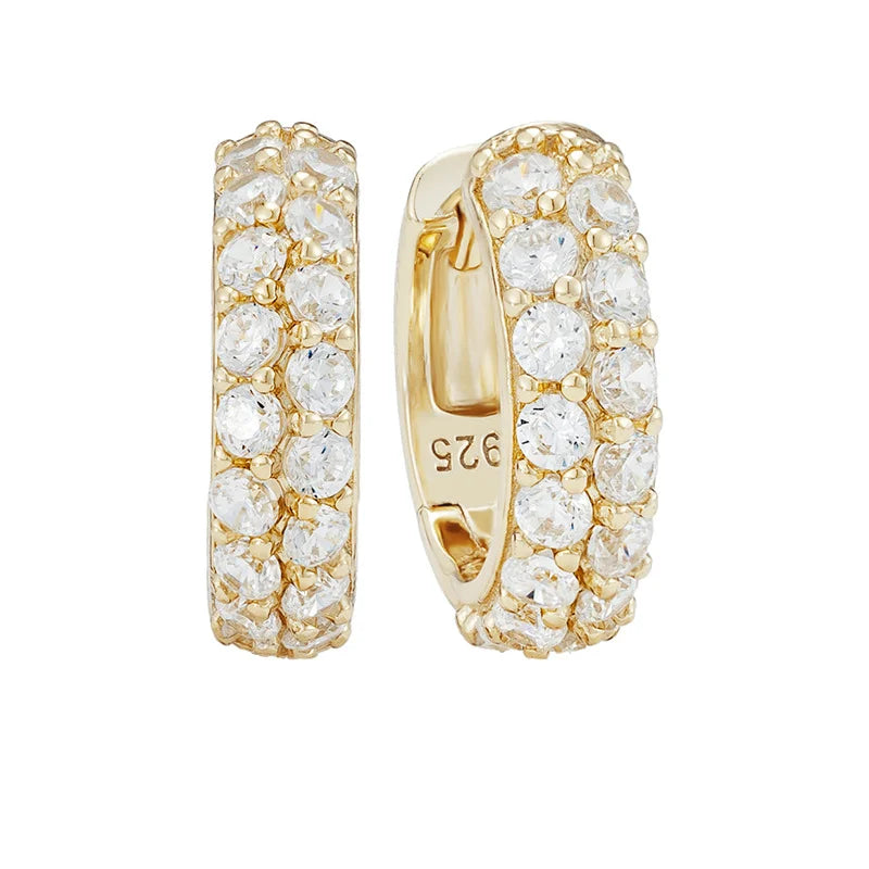 925 Sterling Silver Sparkling Diamond Round Earrings