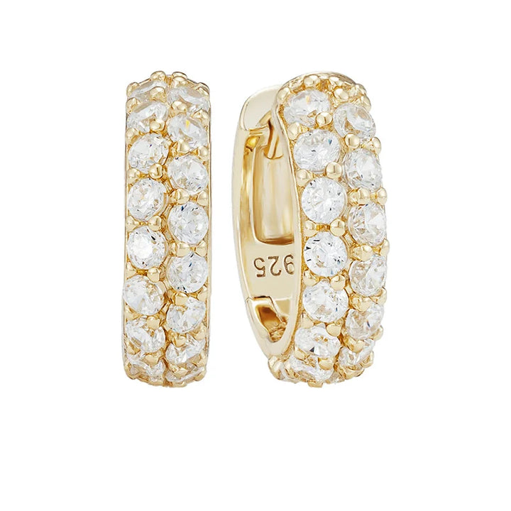 925 Sterling Silver Sparkling Diamond Round Earrings