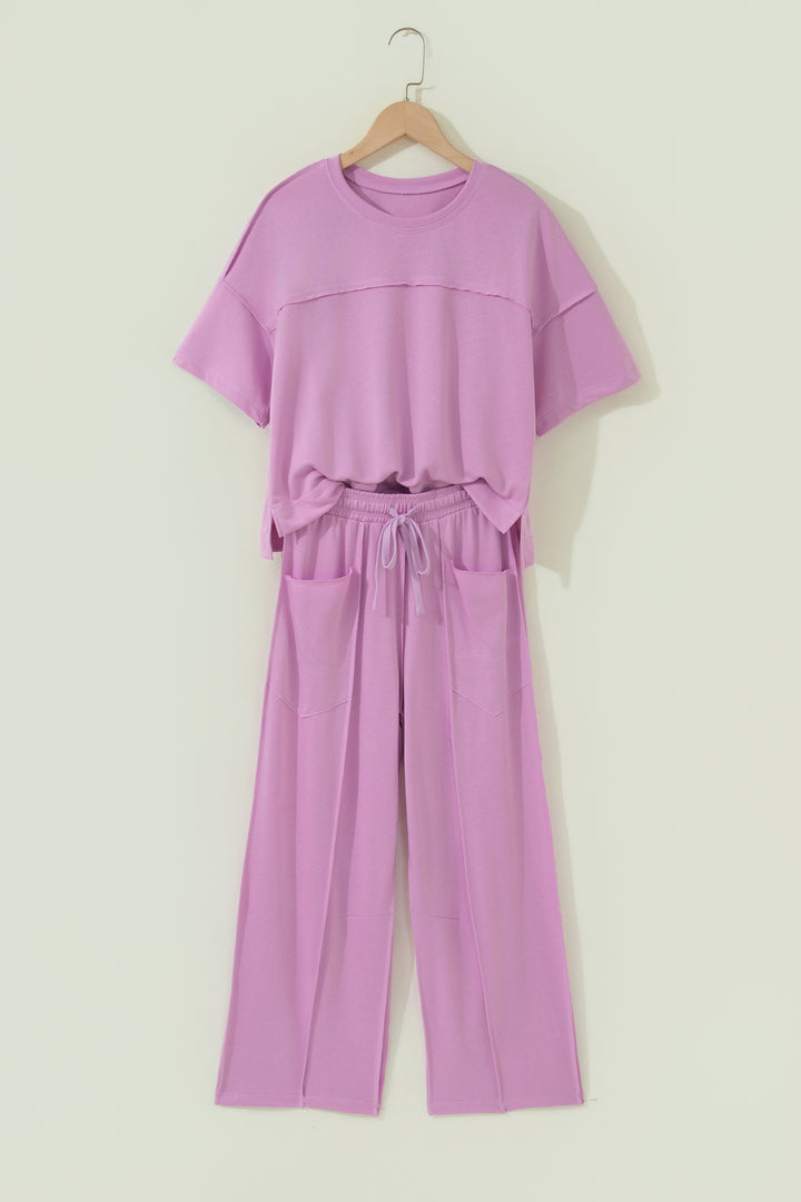 Mint Green Drop Shoulder Boxy Tee and Barrel Pants Set