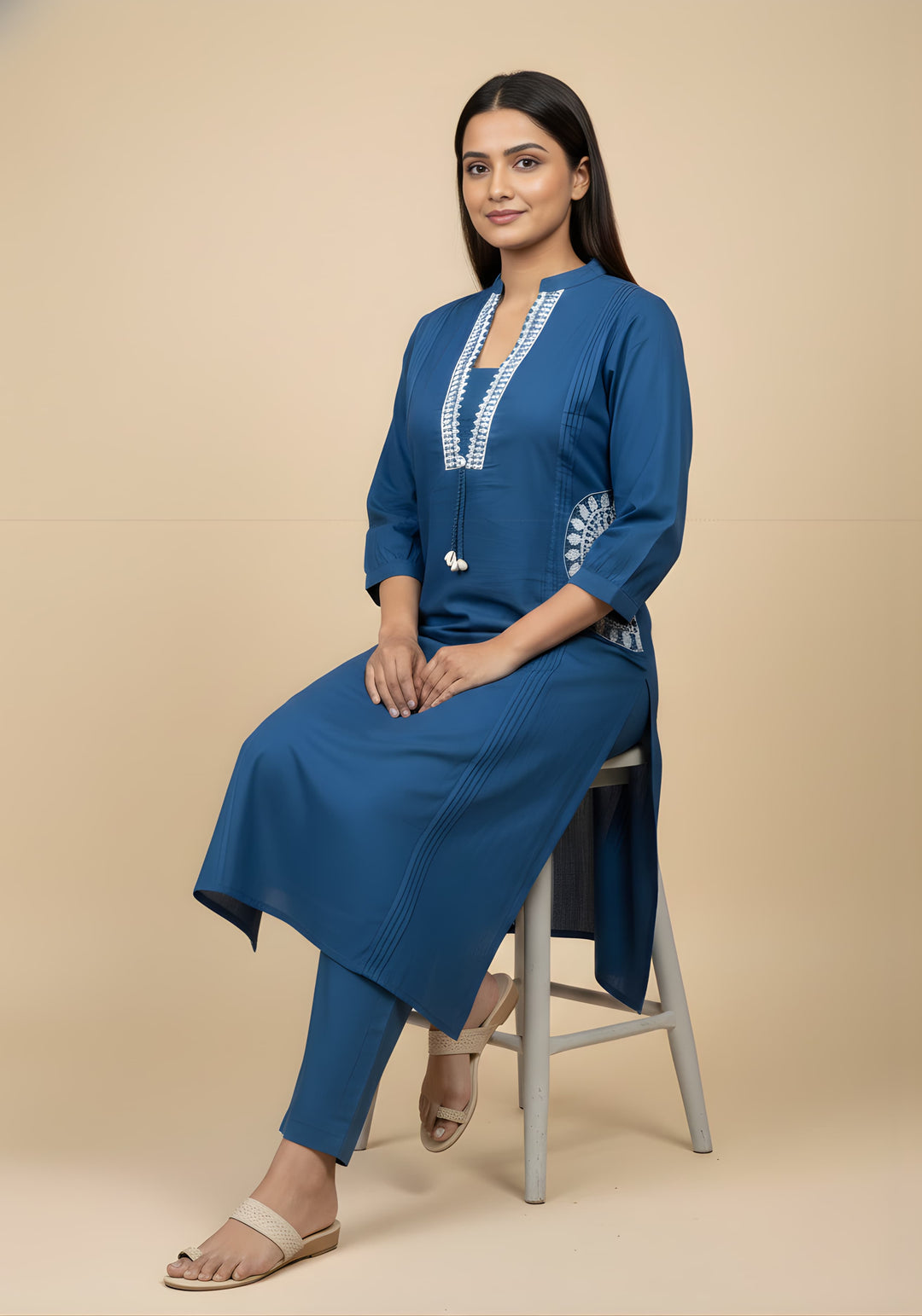 Embroidered Straight Kurta Set with Pants
