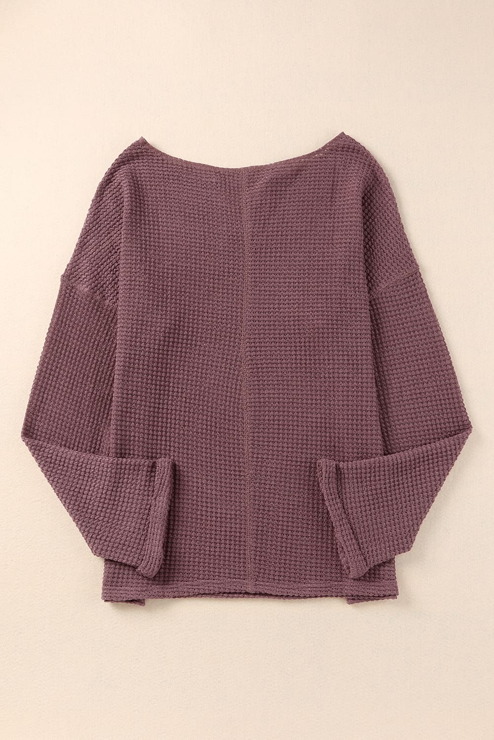 purple Waffle Knit Loose Long Sleeve Top