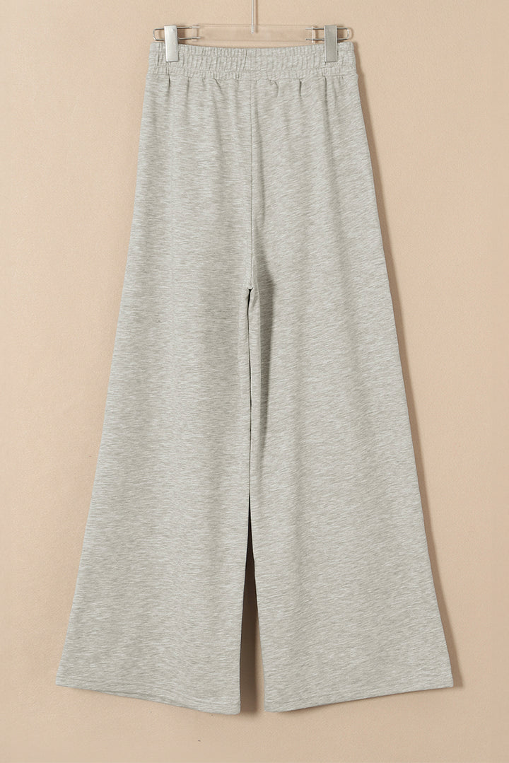 Gray Tied Elastic High Waist Pleated Detail Solid Sweatpants