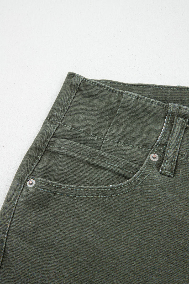Mist Green 2-Button High Waist Wide Leg Jeans