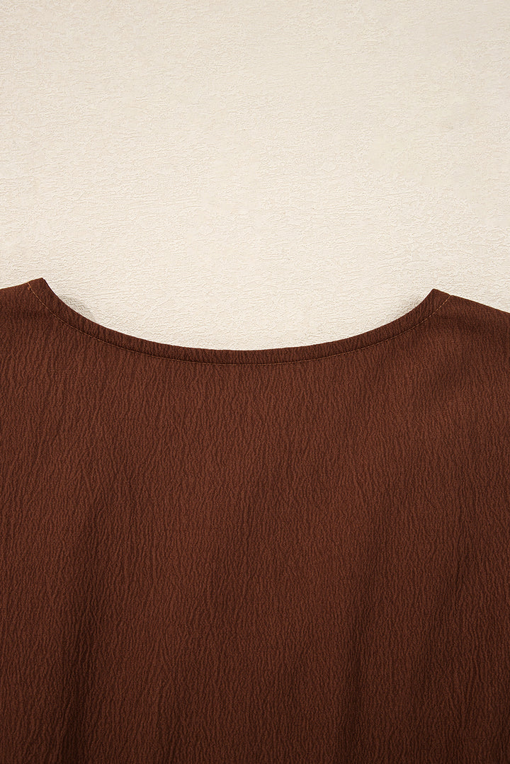 Burgundy Floral Embroidered Tassel Tie Waist Long Sleeve Mini Dress