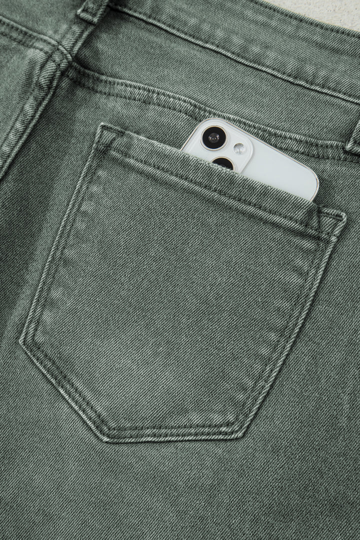 Four Leaf Clover Slight Distressed Raw Edge Wide Leg Jeans