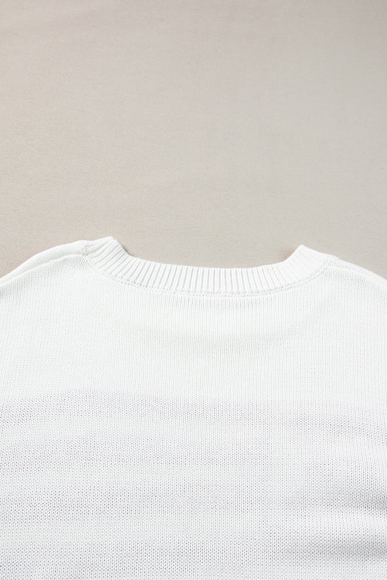 White American Flag Cable Knit Drop Shoulder Sweater | Women