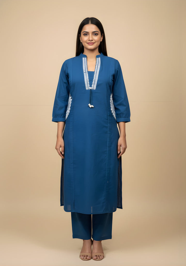 Embroidered Straight Kurta Set with Pants