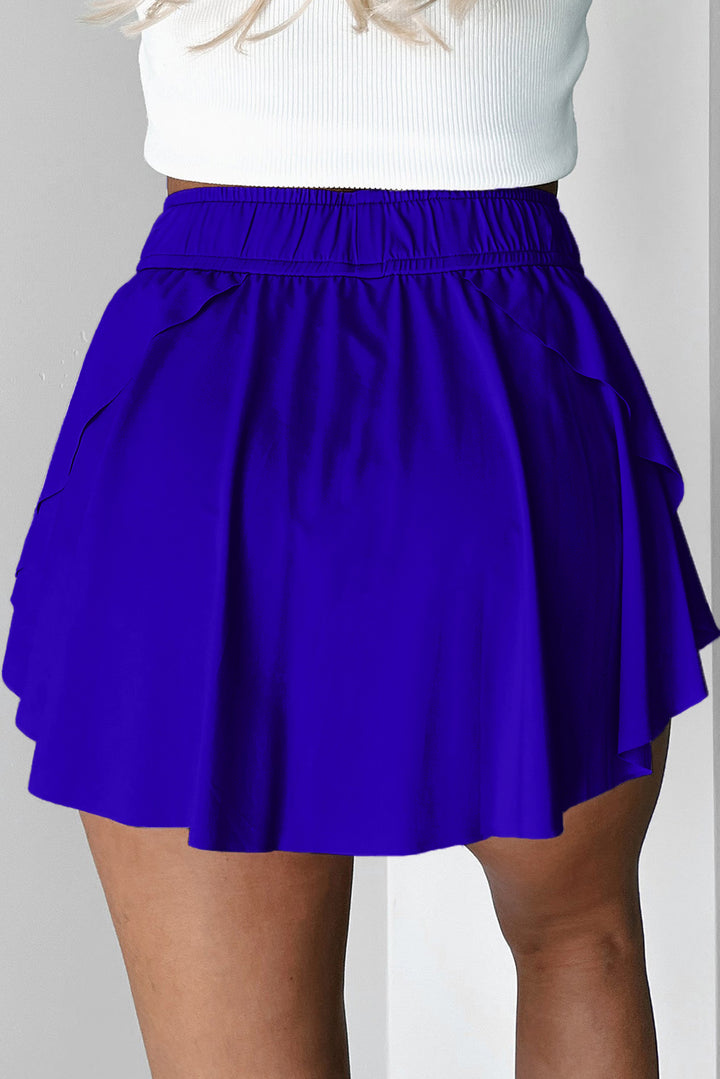 Bonbon Drawstring High Waist Lined Tennis Skort