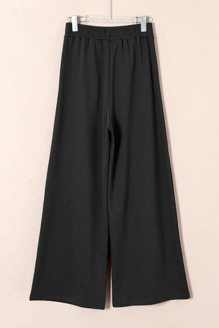 Dearlovers Black Tied Elastic High Waist Pleated Detail Solid Sweatpants