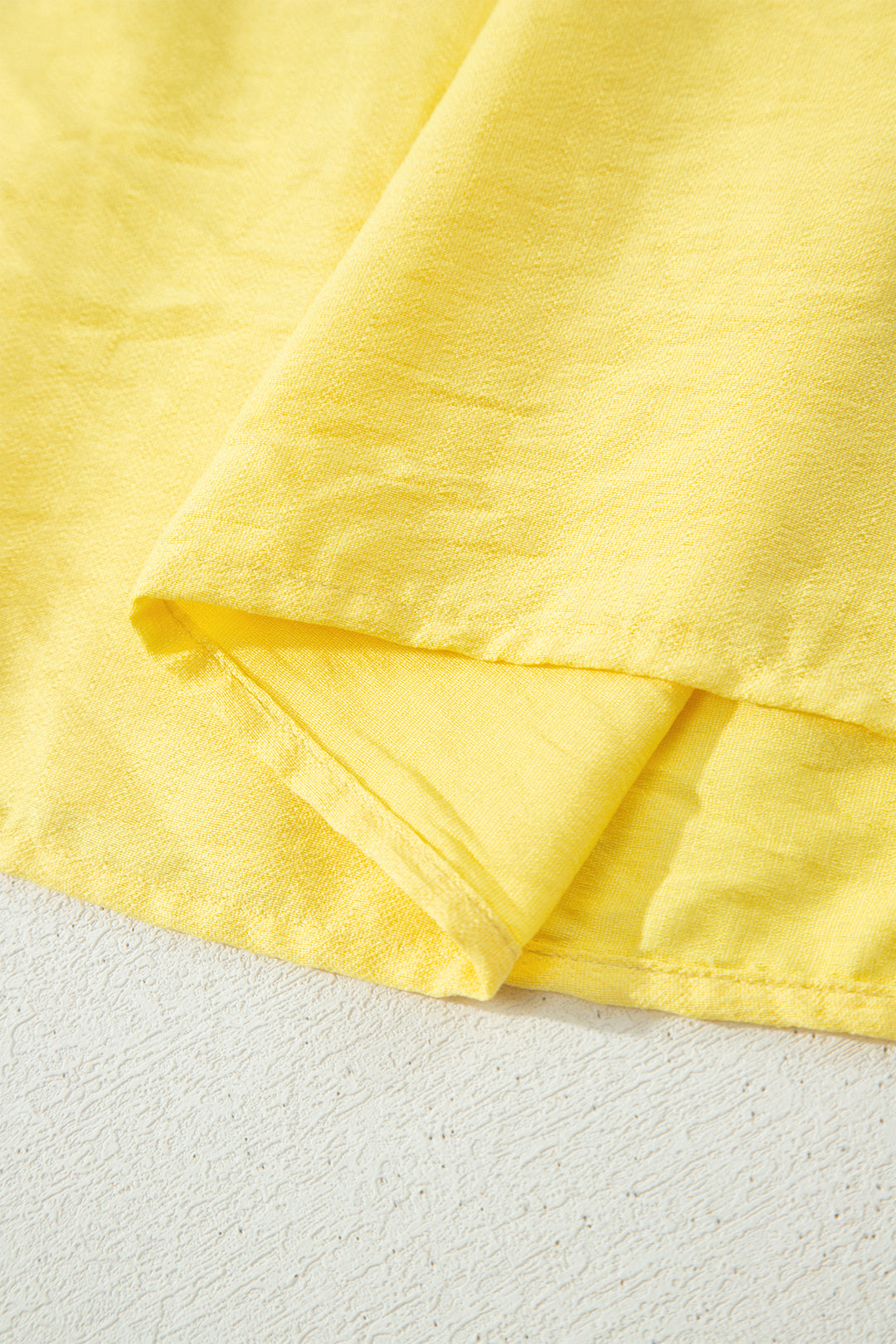 Yellow Cream Tie Half Sleeve Pleated Detail Babydoll Blouse