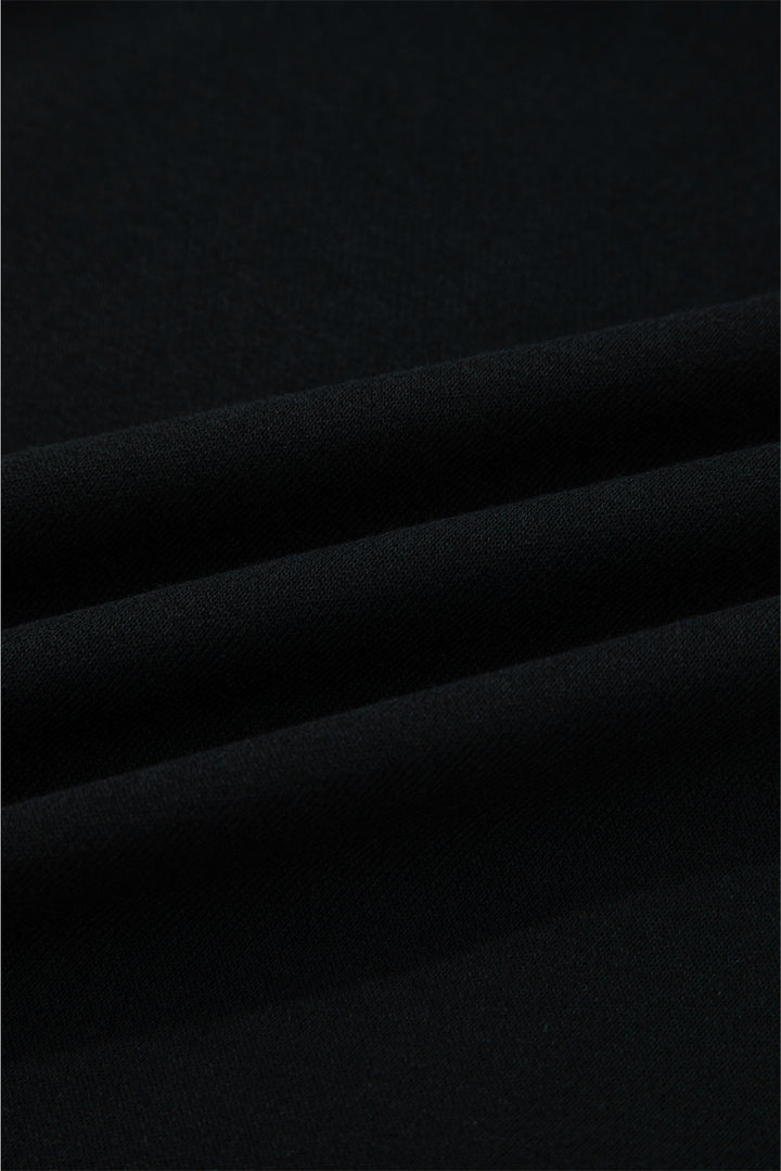 Black Varsity Baseball Bow Graphic Striped Sleeve Baggy Sweatshirt