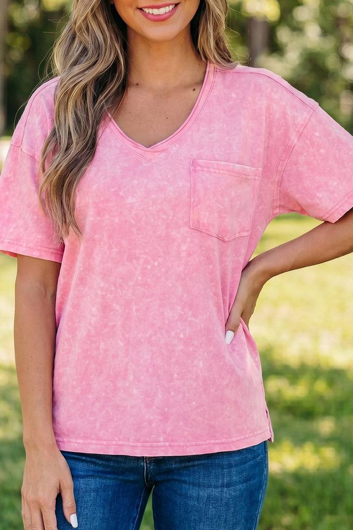 Blue Cotton Mineral Wash T Shirt