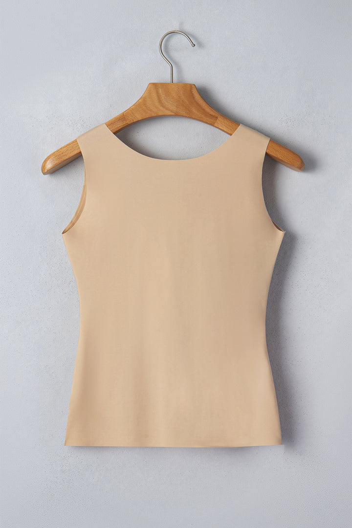 Black Solid Color Wide Strap Splicing Athleisure Tank Top
