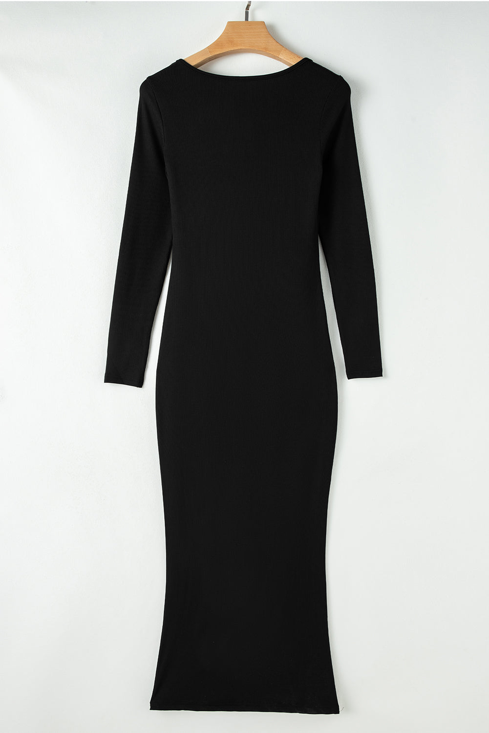 Black Long Sleeve Square Neck Maxi Bodycon Dress | Women