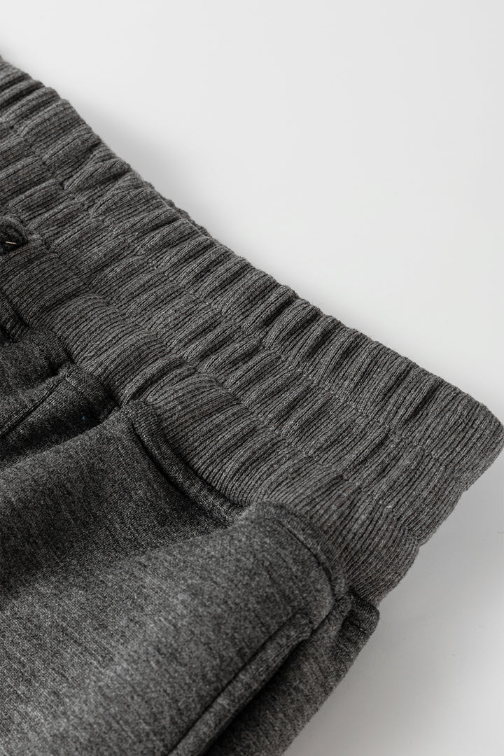 Medium Grey Collared V Neck Pullover Sweatshirt Sweatpants Set