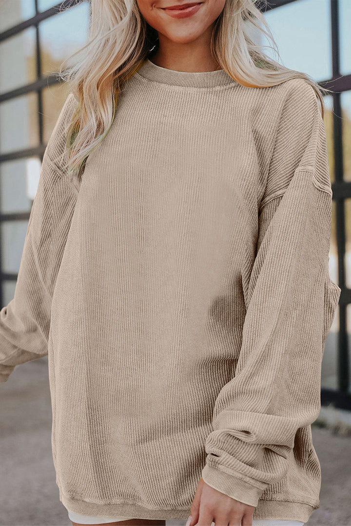 Chestnut Ribbed Corduroy Oversized Sweatshirt