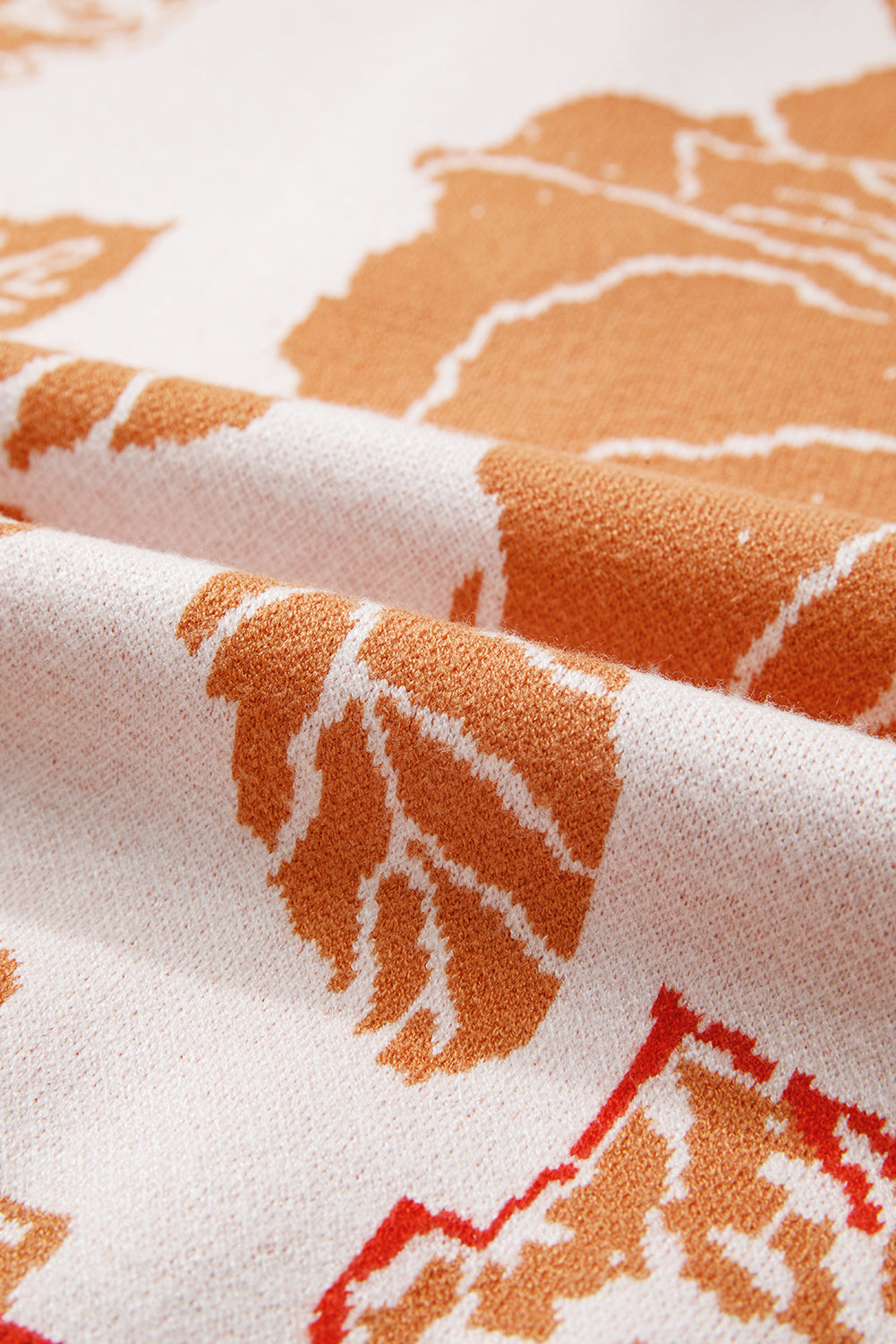 Khaki Floral Half Zip Collared Pullover Sweater