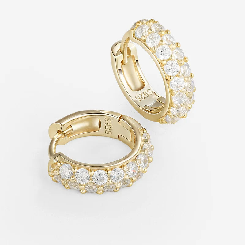 925 Sterling Silver Sparkling Diamond Round Earrings