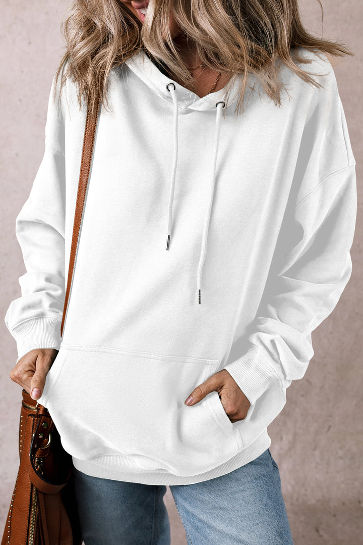 Bonbon Fleece Lined Kangaroo Pocket Drawstring Chunky Hoodie