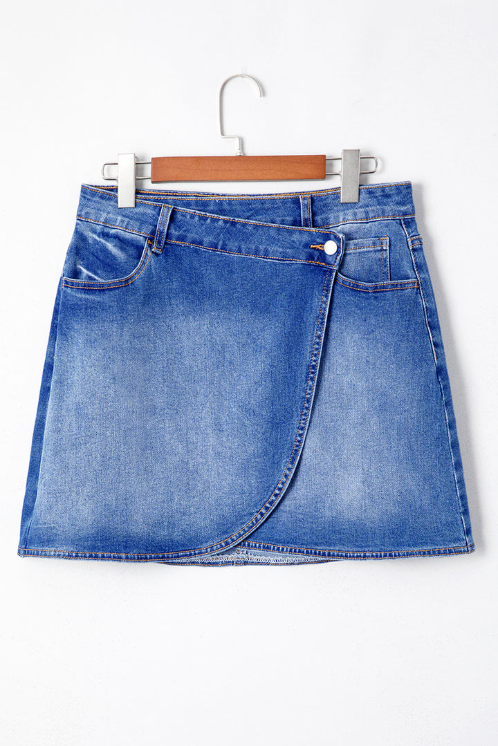 Ashleigh Blue Wrapped Crossed Waist Denim Mini Skirt