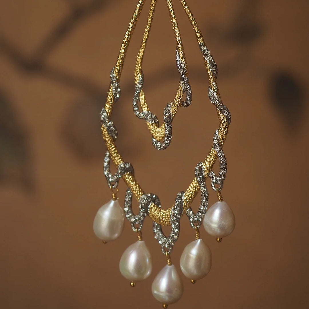 Natural Pearl European and American-style Niche Designer Retro Vintage Medieval Alexis Bittar Earrings