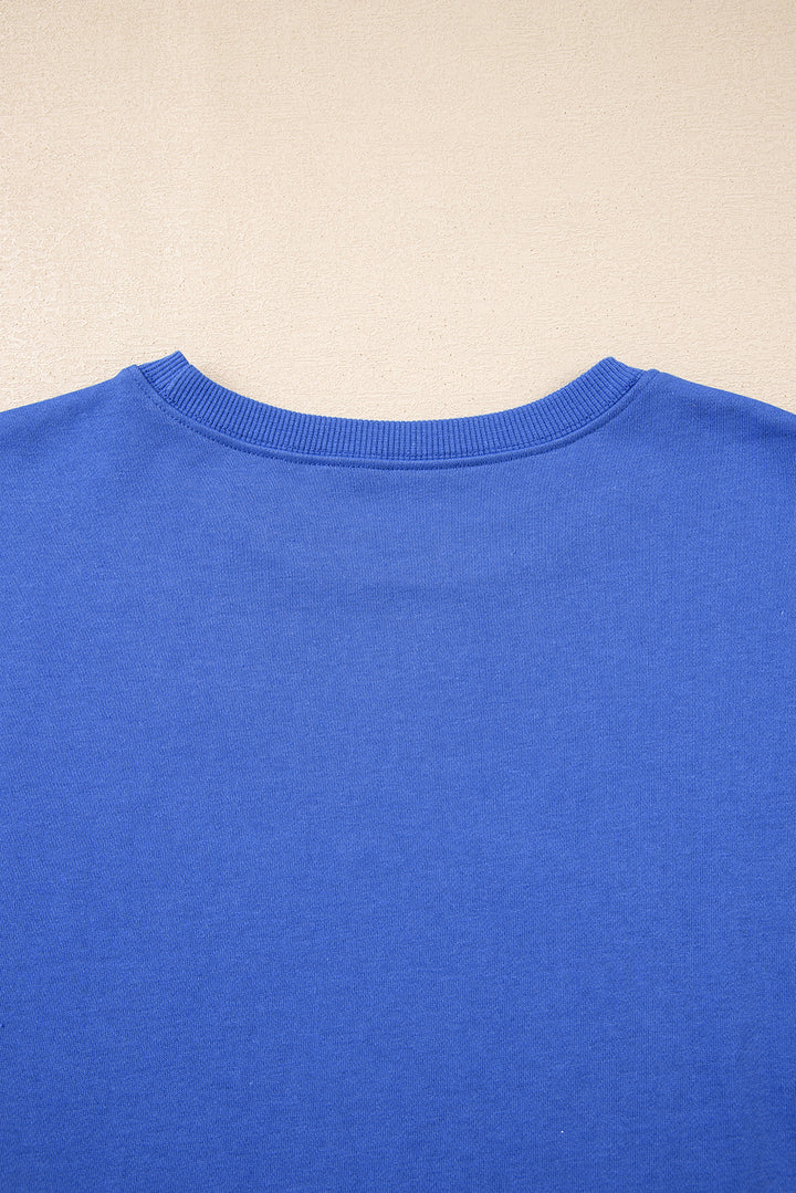 Sky Blue Varsity Contrast Banded Sleeve Shift Sweatshirt Dress