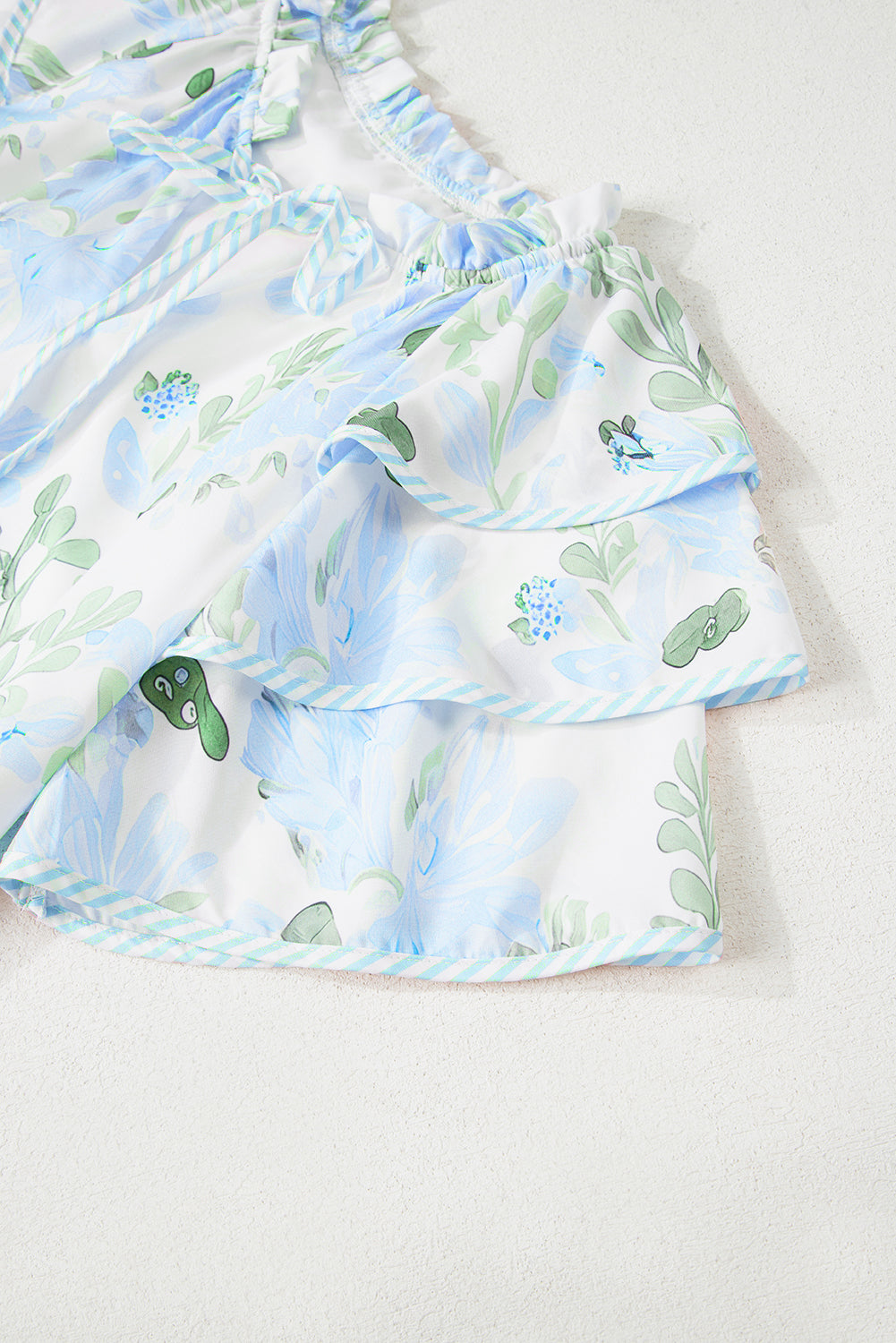 Orange Floral Contrast Edge Layered Short Sleeve Mini Dress