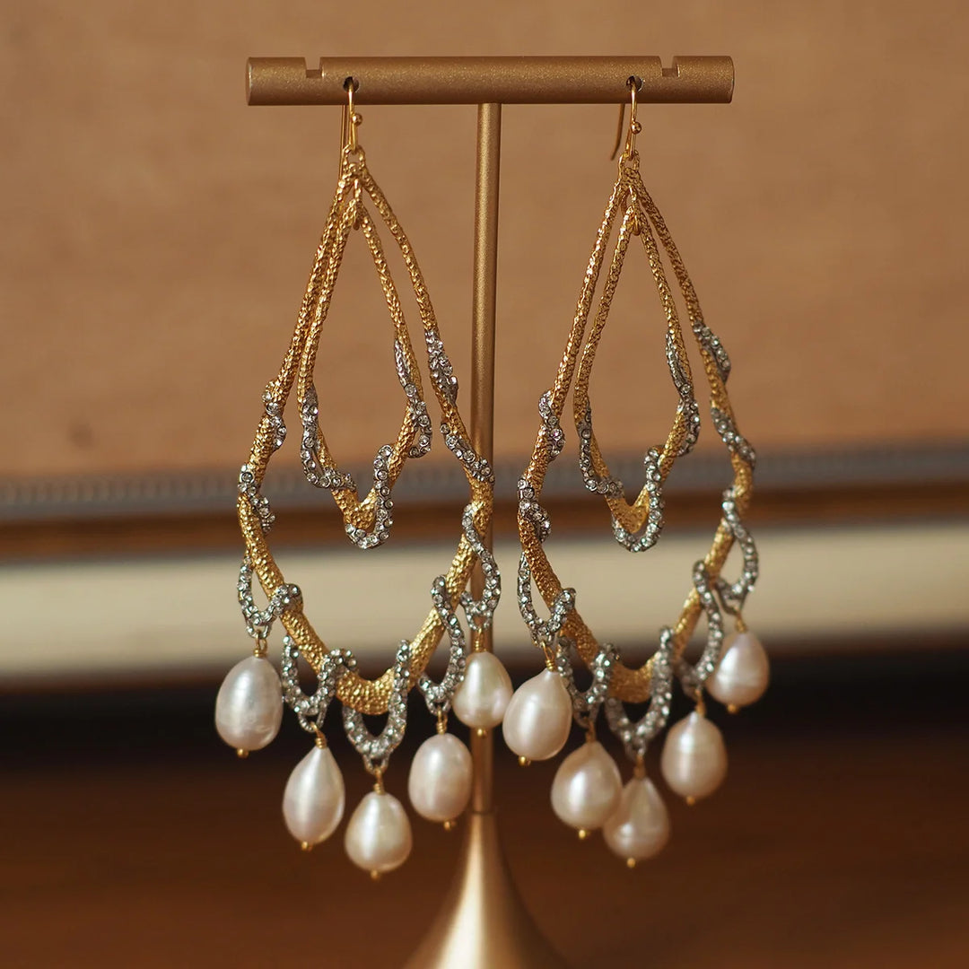Natural Pearl European and American-style Niche Designer Retro Vintage Medieval Alexis Bittar Earrings