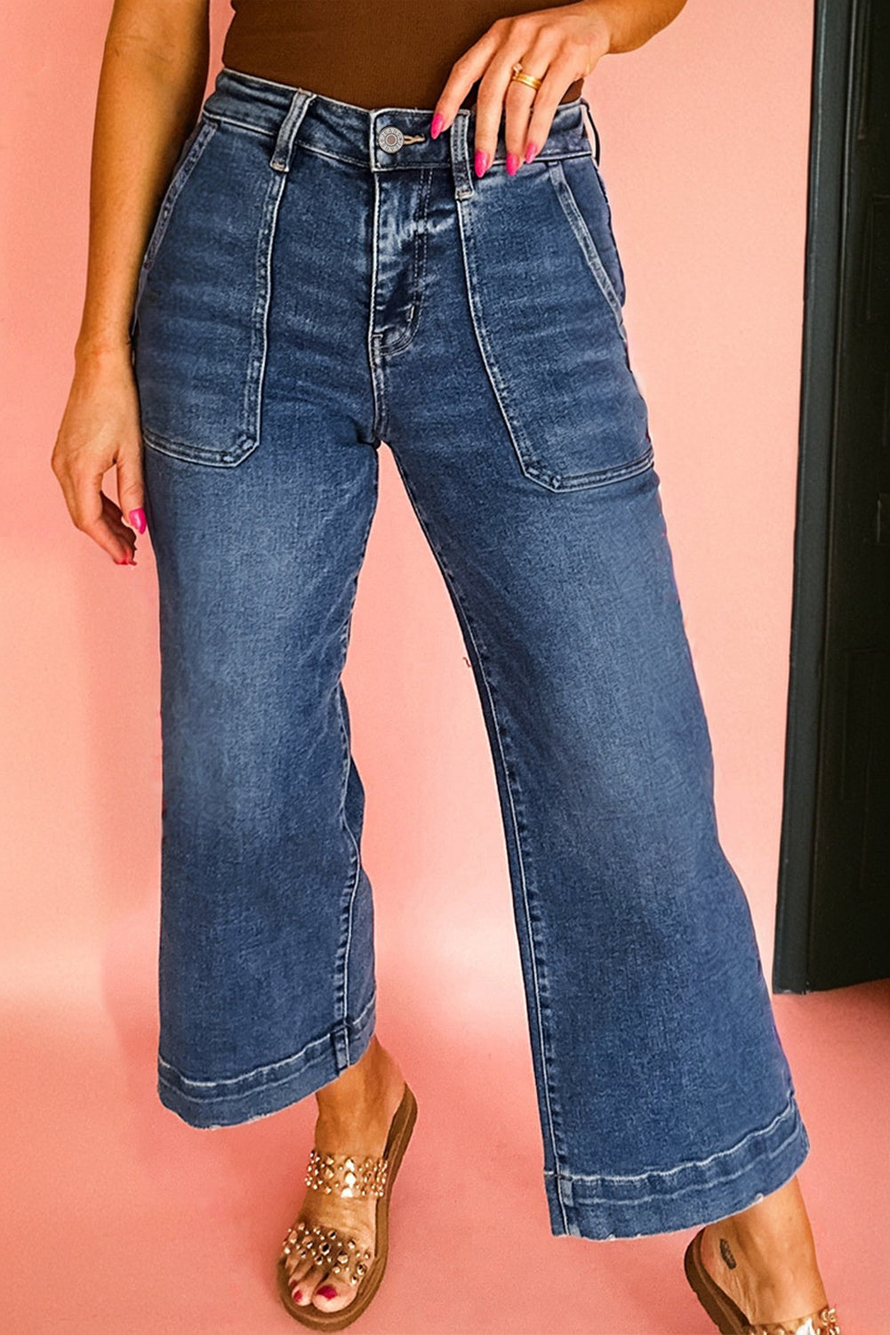 Ashleigh Blue Cropped High Rise Wide Leg Jeans