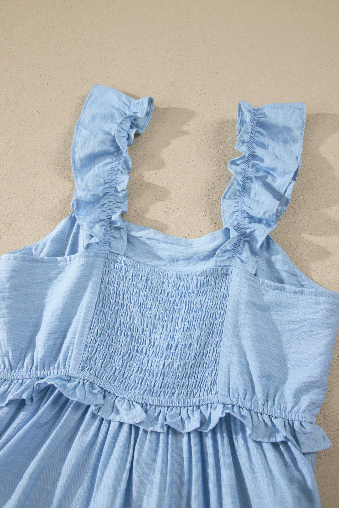 Bonbon Solid Color Ruffle Trim High Waist Sleeveless Maxi Dress