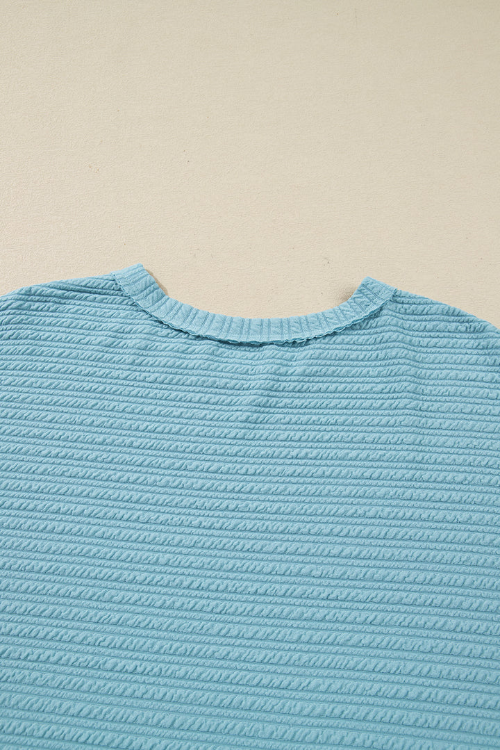 Light Blue Textured Drop Shoulder Plus Size Knit Top