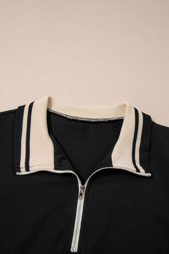 Black Striped Webbing Trim Preppy Polo Tee Dress