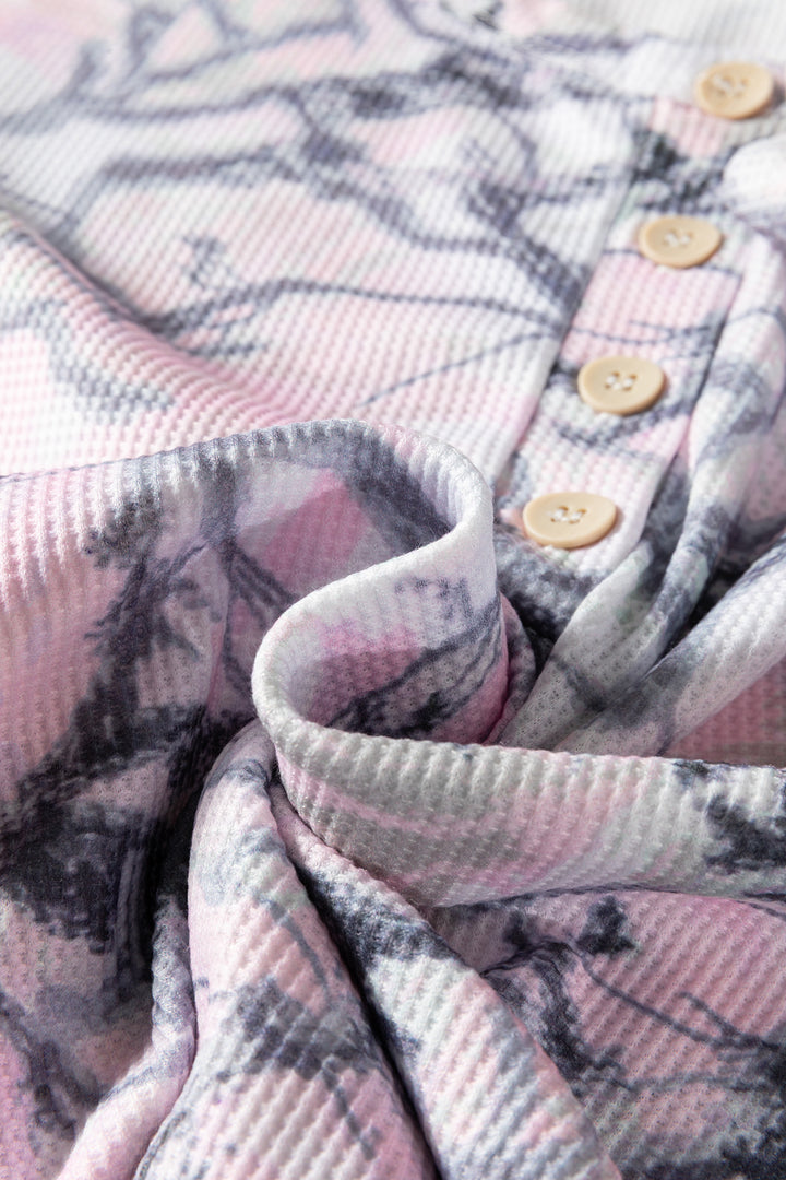 Pink Camo Henley Top and Short Set