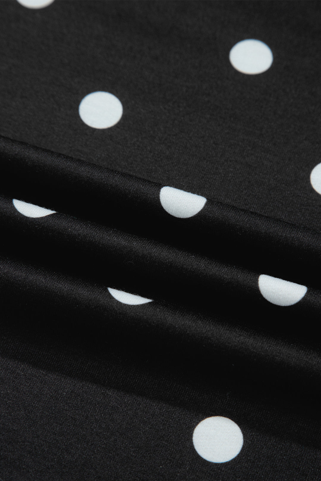 Black Exposed Seam Detail Polka Dot Loose Tee Drawstring Shorts Set